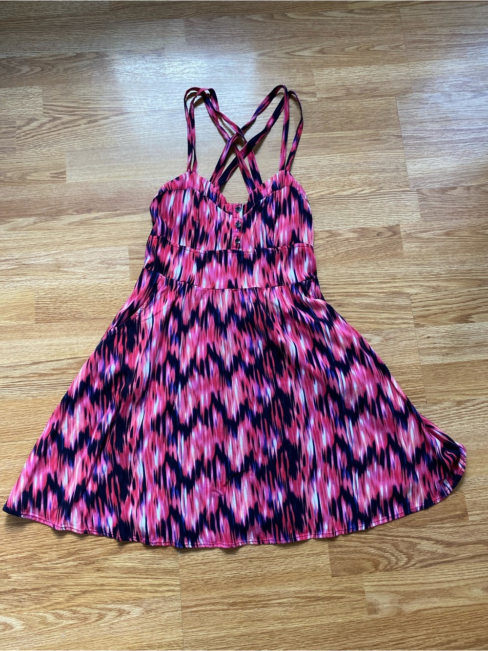 5 for $25! Pink Patterned Sundress with Strappy Back
